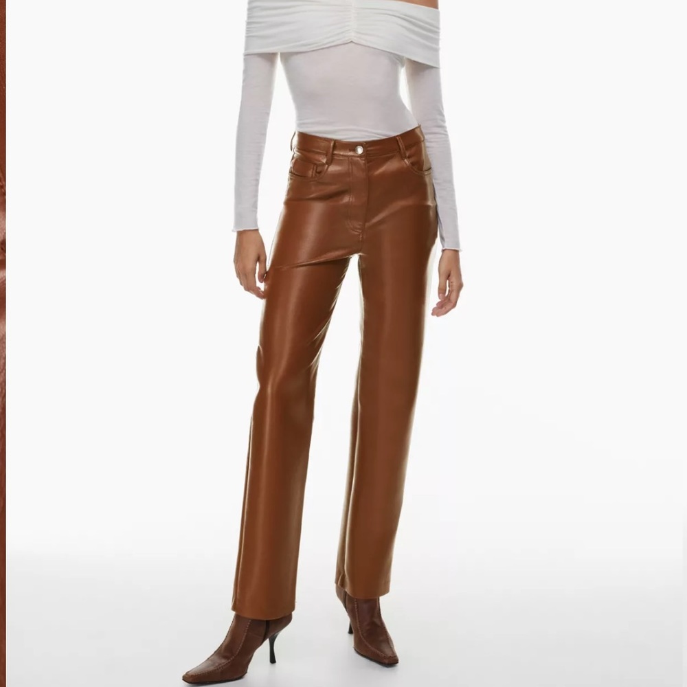 Aritzia Wilfred Melina Leather Pants Cognac Short